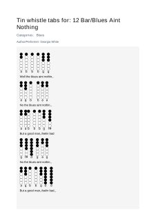 12 Bar/Blues Aint Nothing — tin whistle tab
