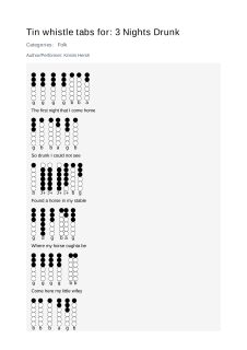 3 Nights Drunk — tin whistle tab