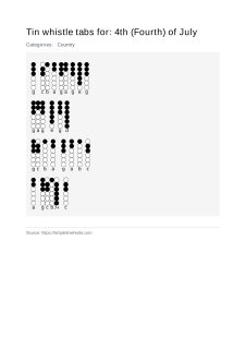 4th (Fourth) of July — tin whistle tab