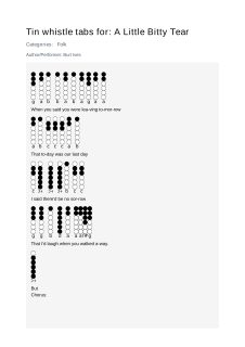 A Little Bitty Tear — tin whistle tab