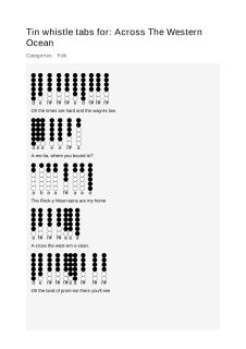 Across The Western Ocean — tin whistle tab