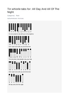 All Day And All Of The Night — tin whistle tab