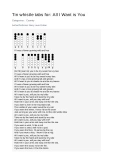 All I Want is You — tin whistle tab
