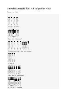 All Together Now — tin whistle tab