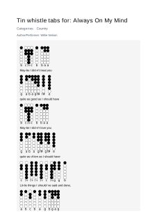 Always On My Mind — tin whistle tab