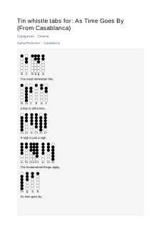 As Time Goes By (From Casablanca) — tin whistle tab