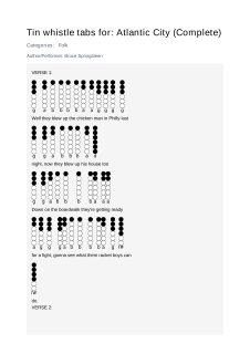Atlantic City (Complete) — tin whistle tab