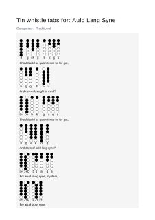 Auld Lang Syne — tin whistle tab