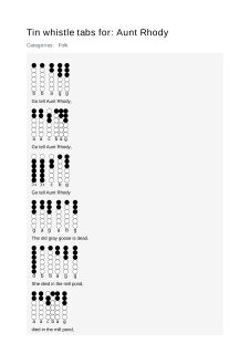 Aunt  Rhody — tin whistle tab