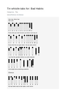 Bad Habits — tin whistle tab