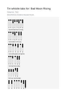 Bad Moon Rising — tin whistle tab