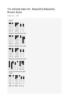 Beautiful,Beautiful,Brown Eyes — tin whistle tab