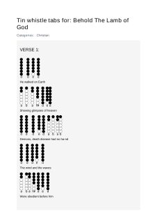Behold The Lamb of God — tin whistle tab