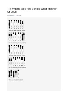 Behold What Manner Of Love — tin whistle tab