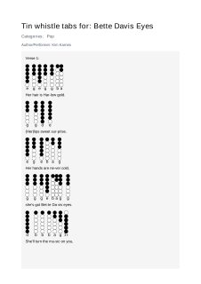 Bette Davis Eyes — tin whistle tab