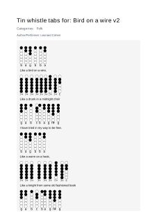 Bird on a wire v2 — tin whistle tab