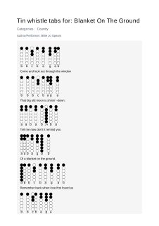 Blanket On The Ground — tin whistle tab