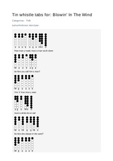 Blowin' In The Wind — tin whistle tab