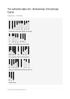 Bohemian Christmas Carol — tin whistle tab