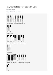 Book Of Love — tin whistle tab