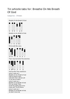 Breathe On Me Breath Of God — tin whistle tab
