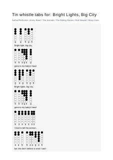 Bright Lights, Big City — tin whistle tab