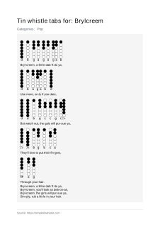 Brylcreem — tin whistle tab