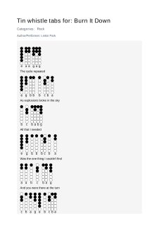 Burn It Down — tin whistle tab