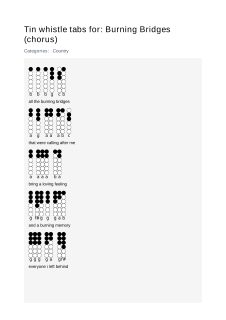 Burning Bridges (chorus) — tin whistle tab