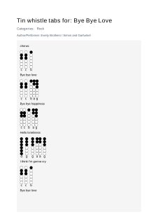 Bye Bye  Love — tin whistle tab