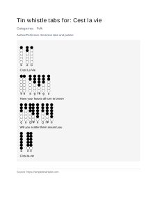 Cest la vie — tin whistle tab