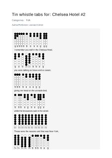 Chelsea Hotel #2 — tin whistle tab