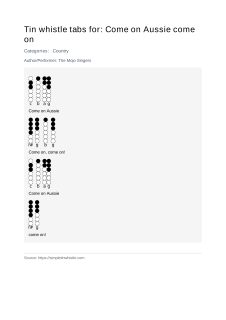 Come on Aussie come on — tin whistle tab