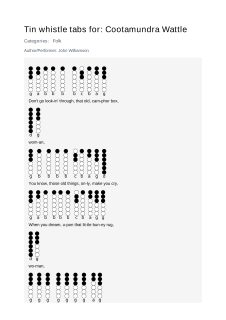 Cootamundra Wattle — tin whistle tab