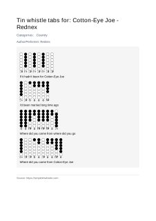 Cotton-Eye Joe - Rednex — tin whistle tab