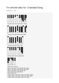 Crawdad Song — tin whistle tab