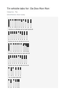 Da Doo Ron Ron — tin whistle tab