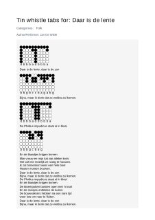 Daar is de lente — tin whistle tab