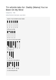 Daddy (Mama) You’ve Been On My Mind — tin whistle tab