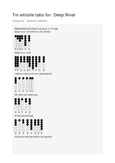 Deep River — tin whistle tab