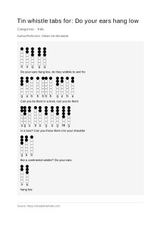 Do your ears hang low — tin whistle tab
