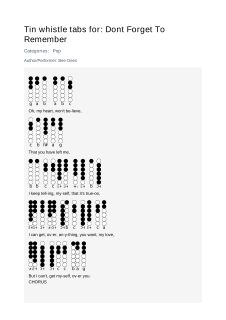 Dont Forget To Remember — tin whistle tab