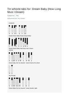 Dream Baby (How Long Must I Dream) — tin whistle tab