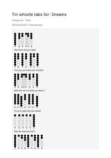 Dreams — tin whistle tab