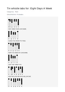Eight Days A Week — tin whistle tab