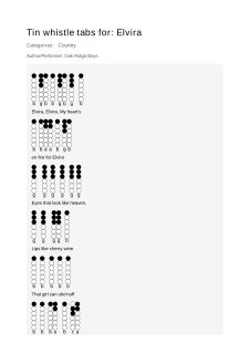 Elvira — tin whistle tab