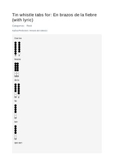 En brazos de la fiebre (with lyric) — tin whistle tab