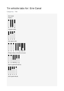 Erie Canal — tin whistle tab
