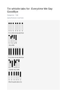 Everytime We Say GoodBye — tin whistle tab