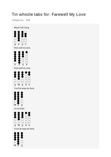 Farewell My Love — tin whistle tab